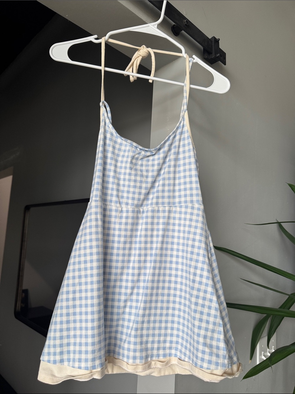 Blue & White Gingham Tie-Strap Sundress